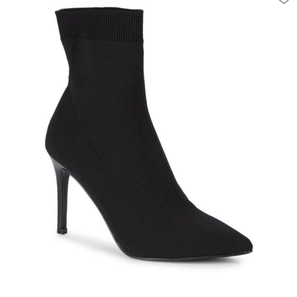 Steve Madden Black Enya Heeled Sock Mid Calf Booties Size 6.5